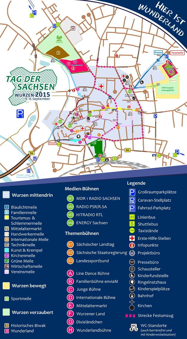 Klick für Download als PDF - Karte Festgebiet TAG DER SACHSEN 2015 Stand August 2015 © Stadt Wurzen